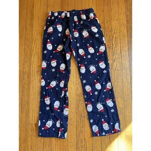 Old Navy Pajama Pants Mens Small Navy Flannel Santa Drawstring Snowflakes